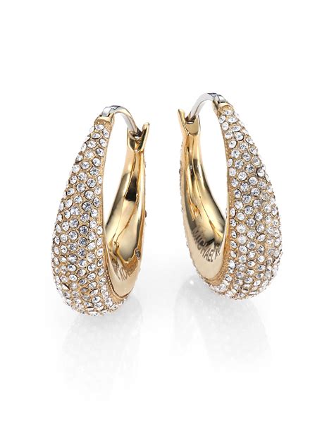 michael kors gold plated crystal earrings|michael kors earrings gold hoops.